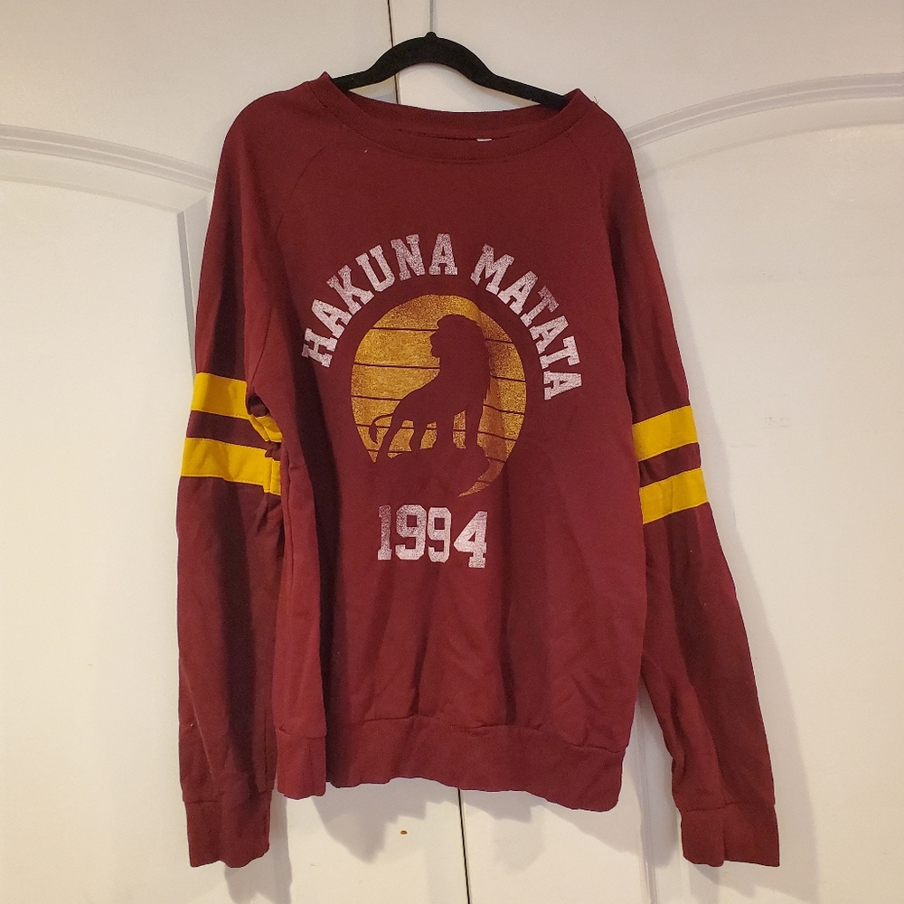 Lion King 1994, Retro, Vintage Graphic print, Crew neck, Stripe Sweater Shirt- S